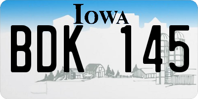 IA license plate BDK145
