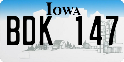 IA license plate BDK147