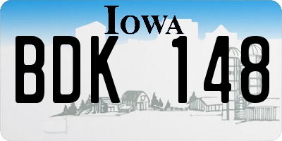 IA license plate BDK148