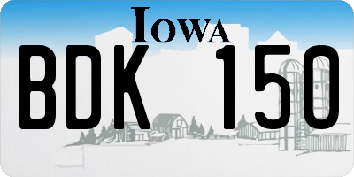 IA license plate BDK150
