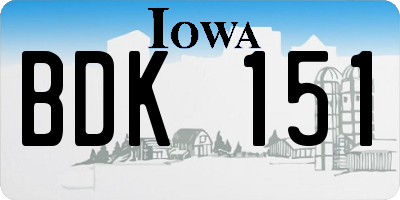 IA license plate BDK151