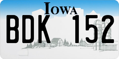 IA license plate BDK152