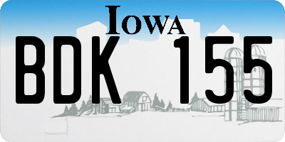 IA license plate BDK155