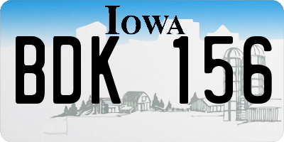 IA license plate BDK156