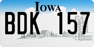 IA license plate BDK157