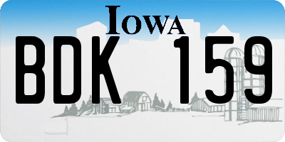 IA license plate BDK159