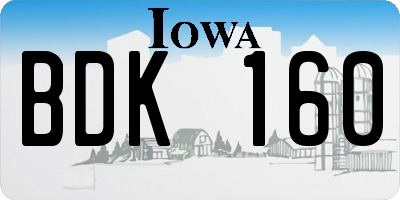 IA license plate BDK160