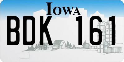 IA license plate BDK161