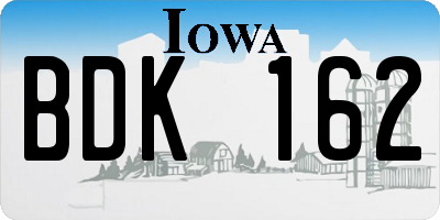 IA license plate BDK162