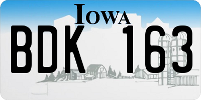 IA license plate BDK163