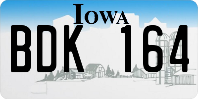 IA license plate BDK164