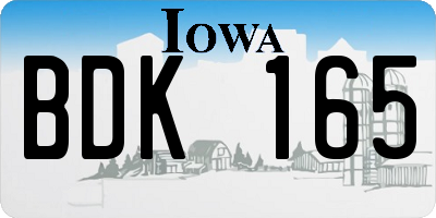 IA license plate BDK165