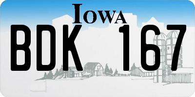 IA license plate BDK167