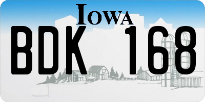 IA license plate BDK168