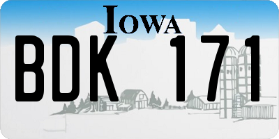 IA license plate BDK171