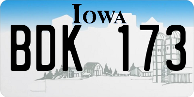 IA license plate BDK173