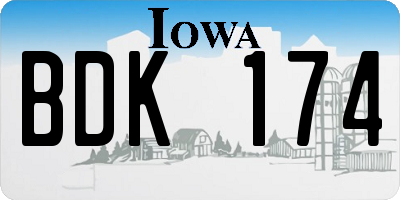 IA license plate BDK174