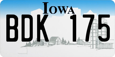 IA license plate BDK175