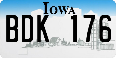 IA license plate BDK176