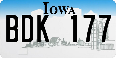 IA license plate BDK177