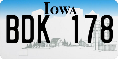 IA license plate BDK178