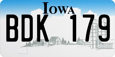 IA license plate BDK179