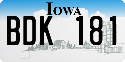 IA license plate BDK181