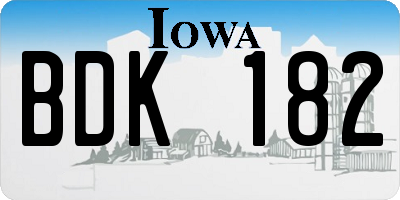 IA license plate BDK182
