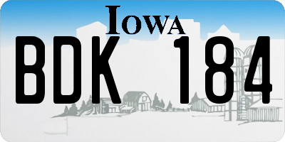 IA license plate BDK184