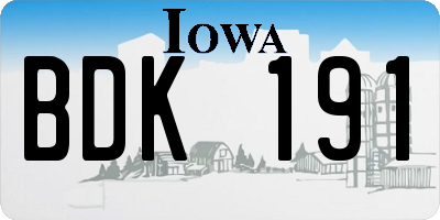 IA license plate BDK191