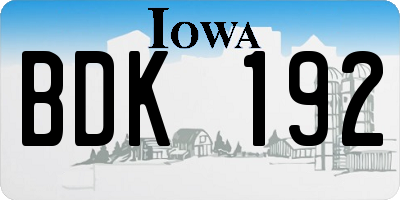 IA license plate BDK192