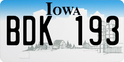 IA license plate BDK193