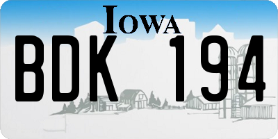 IA license plate BDK194