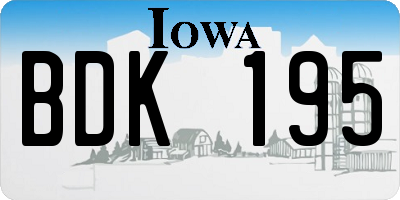 IA license plate BDK195