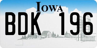 IA license plate BDK196