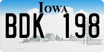 IA license plate BDK198