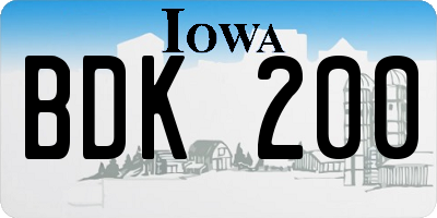 IA license plate BDK200