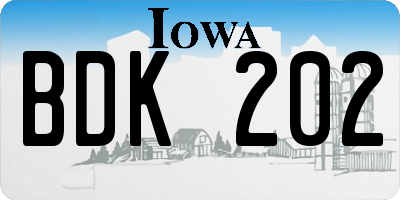 IA license plate BDK202