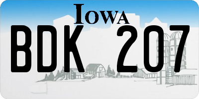 IA license plate BDK207