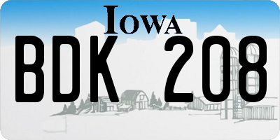IA license plate BDK208