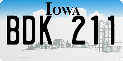 IA license plate BDK211