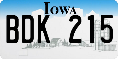 IA license plate BDK215