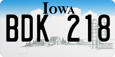 IA license plate BDK218