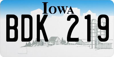 IA license plate BDK219