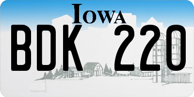 IA license plate BDK220