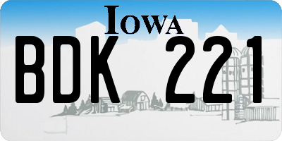 IA license plate BDK221