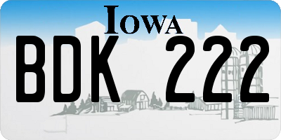 IA license plate BDK222