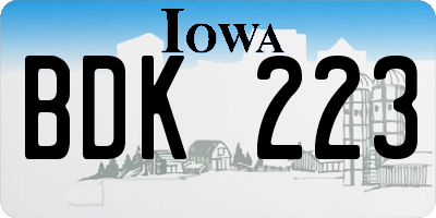 IA license plate BDK223