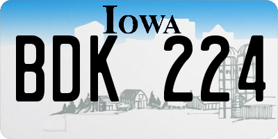 IA license plate BDK224