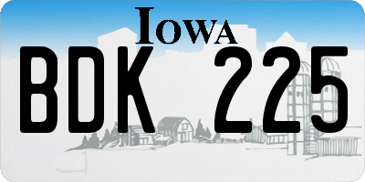 IA license plate BDK225